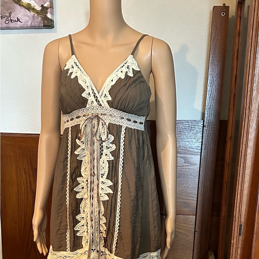 Pretty Good Brown and Cream Mini Dress